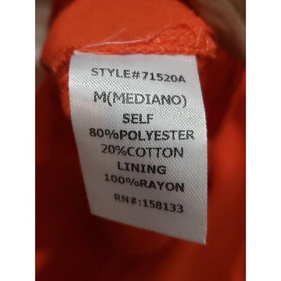 STACCATO Women's Orange Pleated Button Front Short Sleeve Long Maxi Dress Medium - Picture 10 of 16